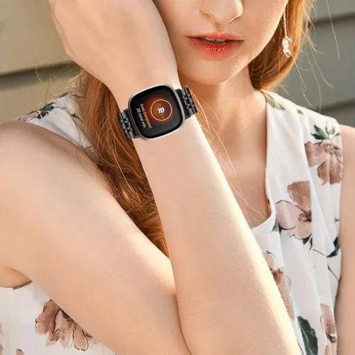 Vista 6 de Chofit Compatible con bandas Fitbit Versa 4/Versa 3/Sense 2/Sense para mujeres y hombres, correa de repuesto de metal de acero inoxidable