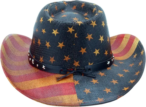 Vista 4 de Retro Rodeo Wild Cowboy Hat - Sombrero de vaquero unisex del oeste para hombre y mujer