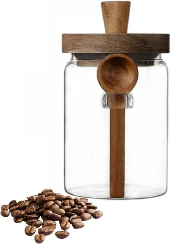 Vista 14 de ANSQU Tarros de vidrio con tapas y cucharas de madera (13.5 oz/20.3 oz/27 onzas), juego de 3 recipientes de vidrio para almacenamiento de alimentos