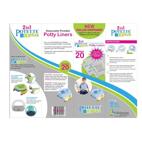 Vista 6 de Kalencom Potette Plus - Dispensador de rodillos para asiento de orinal con tinta mágica que desaparece, 20