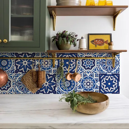 Vista 11 de Lukery Azulejo de despegar y pegar, impermeable, para cocina, mandala, azulejos autoadhesivos, azulejos de PVC, azulejos de pared, azulejos