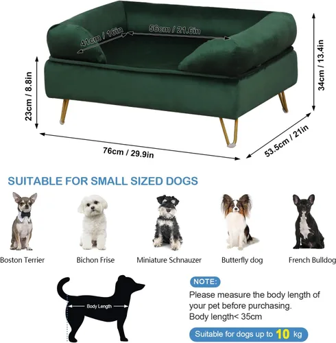 Vista 2 de Sofá para perros, sofá para gatos, cama para cachorros, silla para mascotas pequeñas, sofá para mascotas, marco de madera y tela de terciopelo, sofá