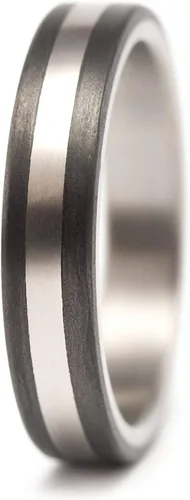 Vista 5 de Set of two titanium and carbon fiber wedding bands. Modern and unique black ring. Water resistant and hypoallergenic. (00307_4N7N)