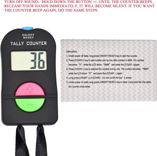 Vista 2 de Contador electrónico de cuentos/número de mano con cordón, 4 digitales, disco golf, campo de béisbol, conductor de autobús, pescado/ganchillo
