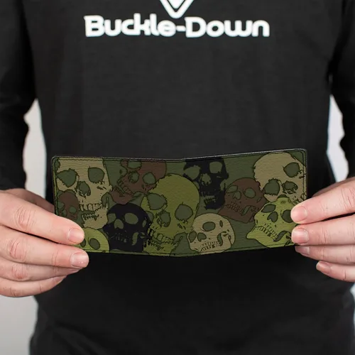 Vista 4 de Buckle-Down Buckle-Down Pu Bifold - Cartera plegable con diseño de calavera de oliva camuflada, multicolor, 4.0 x 3.5 de EE. UU, Varios