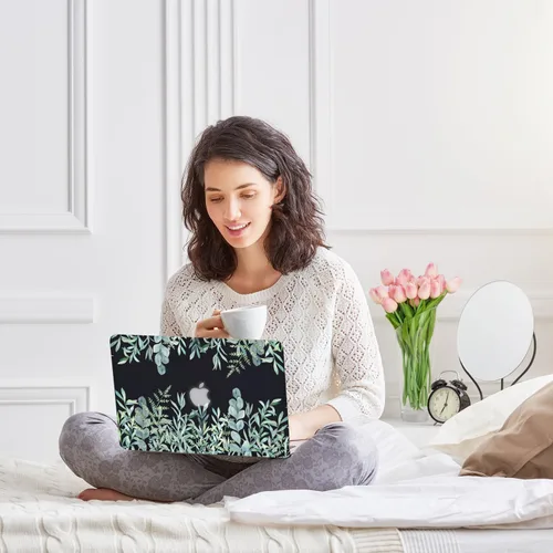 Vista 3 de Funda para MacBook Air de 13 pulgadas A1466 A1369 versión 2010-2017, efecto 3D, negro mate, cubierta dura transparente y cubierta de teclado, solo