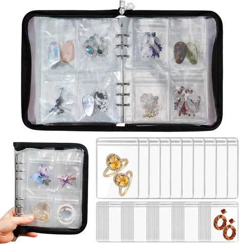 Organizador transparente para guardar joyas, organizador de aretes, organizador de pulseras de joyería, estuche de viaje para aretes, álbum, bolsas