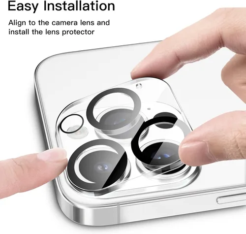 Vista 4 de JETech Protector de lente de cámara para iPhone 14 Pro de 6.1 pulgadas y iPhone 14 Pro Max de 6.7 pulgadas, vidrio templado 9H, antiarañazos