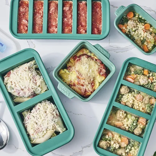 Vista 24 de Souper Cubes Set de Regalo de Moldes de Silicona para Congelador con Bandejas de Silicona para Congelador de 2 Cucharadas, 1/2, 1 y 2 Tazas