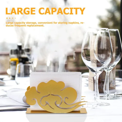 Vista 5 de LALAFINA Gold Metal Napkin Holder for Tables, Rustic Iron Napkin Storage Rack Tissue Dispenser, Bathroom and Dining Kitchen Accessory for Home and