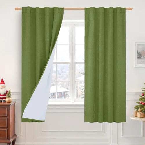Vista 100 de LAMIT Cortinas opacas cortas de lino de 30 pulgadas para ventanas de cocina sobre el fregadero, cortinas de café texturizadas de lino marfil