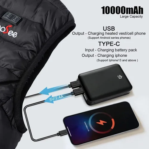 Vista 4 de LEAPSEE Heated Vest for Men Women with Battery Pack Included, Lightweight Smart Heating Vest, Heated Jackets Rechargeable