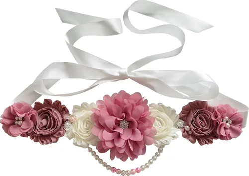 Vista 11 de Faja de maternidad de perlas únicas para revelación de género de baby shower