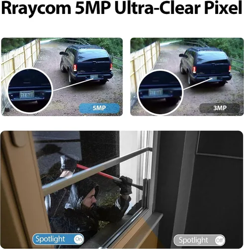 Vista 6 de Rraycom Cámaras de seguridad solar de 5 MP inalámbricas para exteriores con panel solar, cámara inalámbrica QHD WiFi 2K para seguridad en el hogar