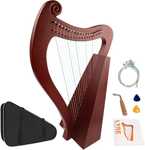 Vista 12 de Arpa de Lira, Kit de Arpa Lyra de 16 Cuerdas de Caoba, Instrumentos Musicales de Cuerda con Llave de Afinación, Bolsa de Instrucciones, Cuerdas