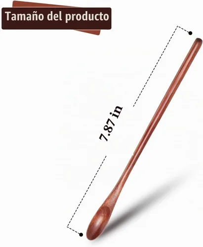 Vista 2 de Patelai 4 cucharas de café de madera con mango largo para cóctel de té
