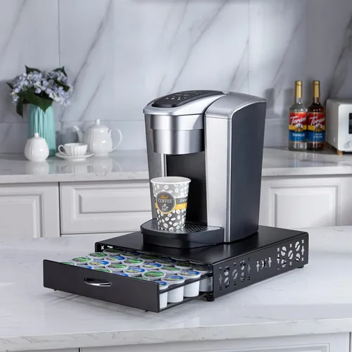 Vista 6 de Rice rat K Cup Pod - Cajón superior de hierro, soporte para cápsulas de café, compatible con almacenamiento de cápsulas, 42 K cup (negro)