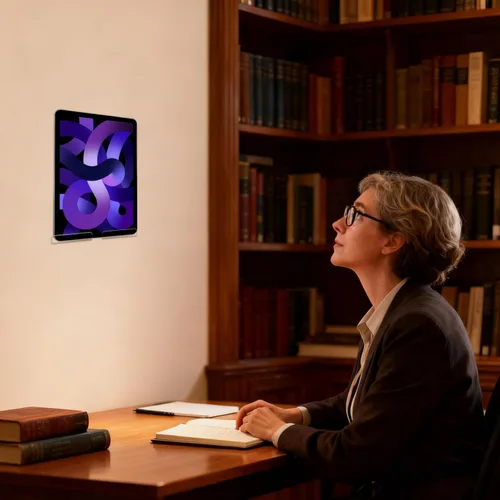 Vista 8 de Tablet Wall Mount Holder, With Convenient And Practical Design, 18x3.4x9.4cm, Mobile Device Bracket, Clear Desktop Mount, Acrylic Material, For