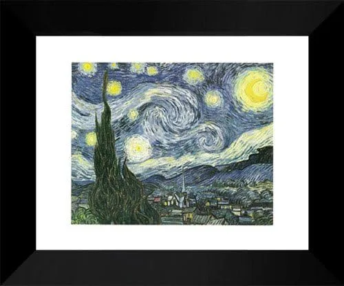 Vincent Van Gogh Lámina enmarcada 15 x 18 "La noche estrellada"