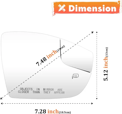 Vista 5 de Espejo convexo con calefacción lateral derecho del pasajero para Ford Focus 2012 2013 2014 2015 2016 2017 2018 reemplazo de visión trasera
