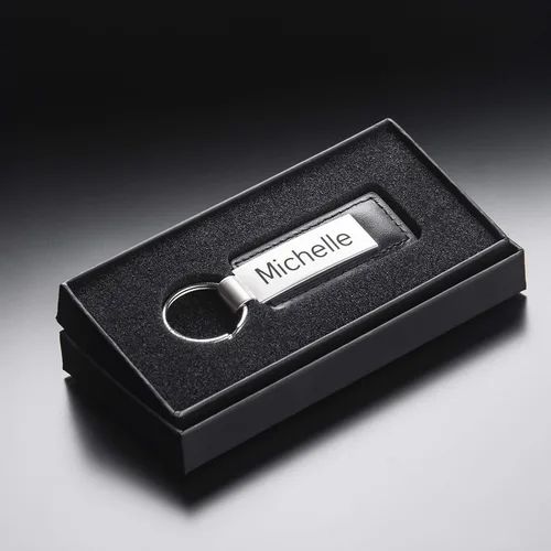 Vista 3 de Personalized Keychains Engraved Metal or Leather Keychain Custom Key Chain for Car Keys Father's Day Gift