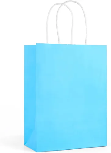 SIMPLECOOL 25 bolsas de regalo de papel pequeñas con asas de 5.9 x 3.1 x 8.3 pulgadas, color azul