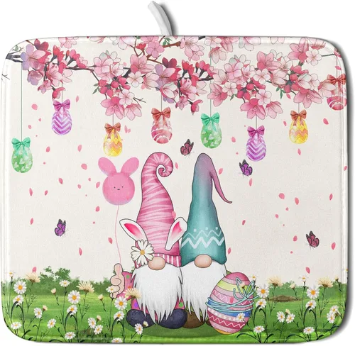 Vista 28 de Tapete de secado de platos con diseño de pájaro rojo de Feliz Navidad, absorbente y de secado rápido, protector para encimera de cocina, 18 x 24