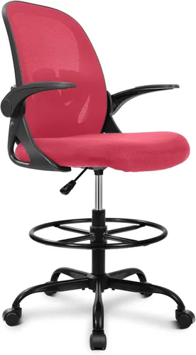 Vista 10 de Primy Silla de dibujo alta de oficina con reposabrazos abatibles, silla de escritorio ergonómica ejecutiva para computadora con soporte lumbar