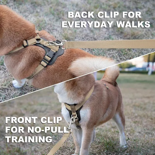 Vista 3 de Plutus Pet Adjustable No Pull Dog Harness with Leather Accents, Heavy Duty Reflective Nylon Vest for Training, Hiking, Easy Walk Harness for Small