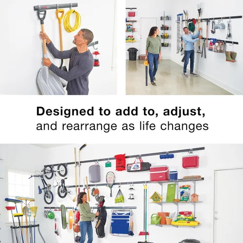 Vista 7 de Rubbermaid Freestanding Storage Cabinet with Doors 18"D x 36"W x 37"H Medium Gray/Black Two-Shelf Lockable Cabinet for Indoor/Outdoor/Garage Storage