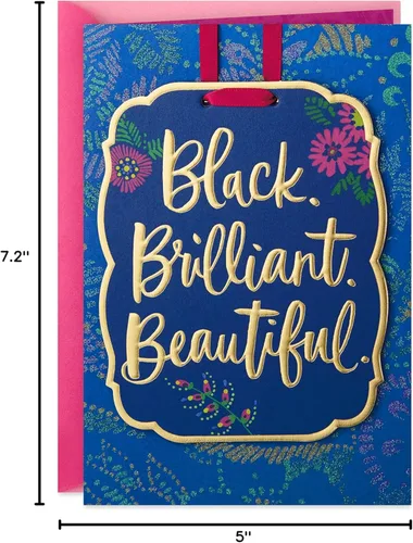 Vista 9 de Hallmark Tarjeta de cumpleaños de caoba para mujer con adorno extraíble (negro, brillante, hermosa)