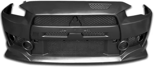 Vista 7 de Conversión de parachoques delantero compatible con MITSUBISHI LANCER 2008-2015, kit de carrocería de conversión de cubierta de parachoques negro PP