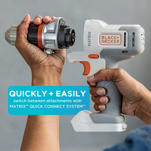 Vista 3 de BLACK+DECKER Kit de taladro/destornillador inalámbrico 20V MAX Matrix, blanco (BDCDMT120WC1FF)