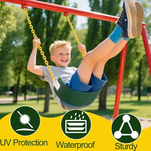Vista 6 de WUWEOT Asiento de columpio, columpio de repuesto con anillo triangular de metal, soporta 250 libras, resistente, 24 x 6 pulgadas, juego de columpios