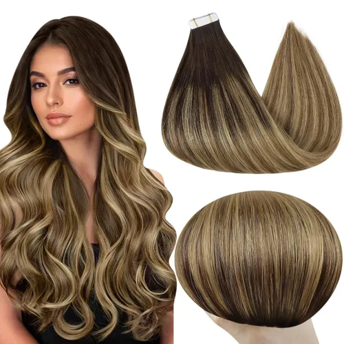 Vista 19 de Full Shine - Extensiones de cabello con cinta invisible, color 1, negro azabache, de 10 pulgadas, sin costuras, liso, con cinta de 20 piezas, 30 g