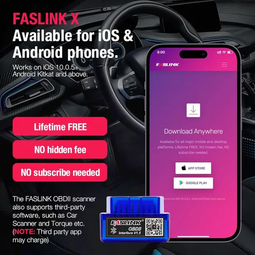 Vista 5 de Escáner Bluetooth OBD2 para iPhone y Android, Herramienta de Escaneo de Diagnóstico de Automóvil Verificar Lector de Código de Falla del Motor