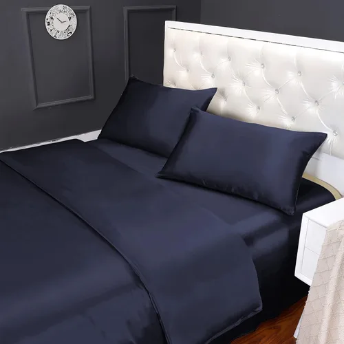 Vista 22 de LILYSILK Funda de edredón de seda negra para cama individual, fundas de edredón de seda de 19 momme