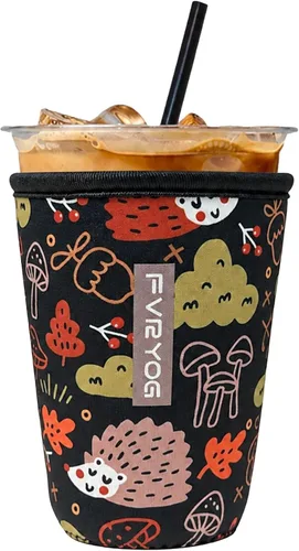 Vista 157 de Fundas de neopreno reutilizables aisladas para café helado, fundas para tazas de café helado, fundas para bebidas heladas y calientes Palta
