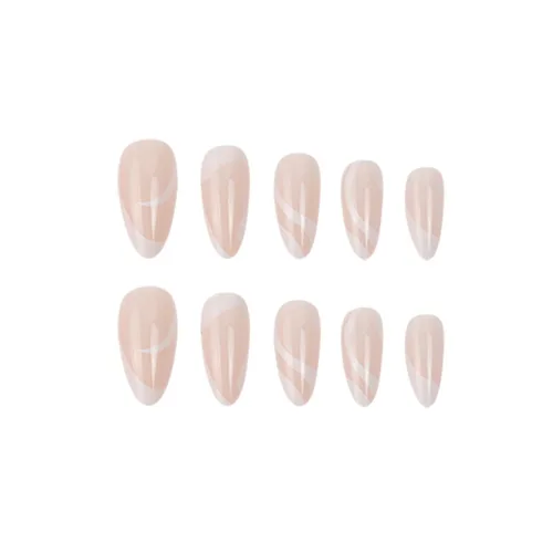 Vista 3 de Uñas postizas con pegamento de almendra, uñas postizas con pestañas adhesivas, uñas acrílicas para mujeres y niñas