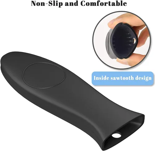 Vista 5 de Paquete de 4 soportes de silicona para mango de sartén caliente y soportes para ollas, resistentes al calor, protectores de agarradera de hierro