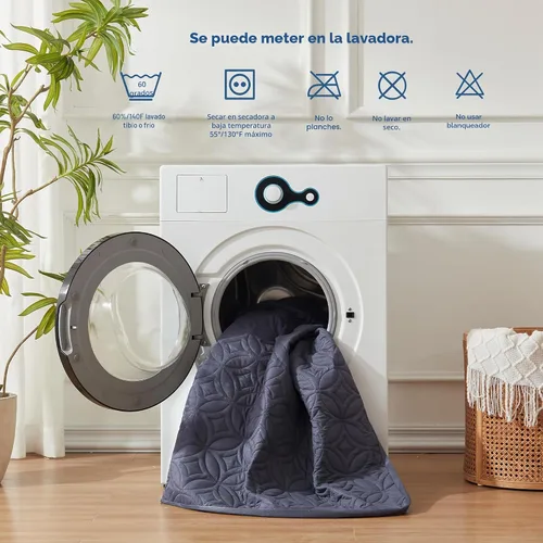 Vista 5 de BEDLORE Protector de colchón impermeable, protector de colchón tamaño Queen con bolsillo profundo de 6 a 18 pulgadas de profundidad, funda de 3 Azul