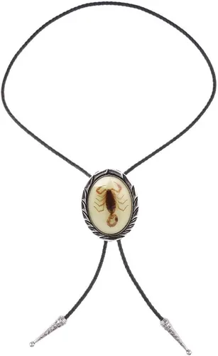Vista 217 de Jeilwiy Corbata de bolo para hombre, corbata de vaquero occidental, collar de corbata de bolo dorado, corbata de cuero, corbata de Halloween