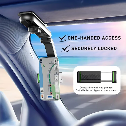 Vista 4 de Soporte Giratorio y Retráctil para Teléfono de Coche - 1080 Multifunción Soporte Universal Giratorio de 360 Grados para Teléfono Celular Montura