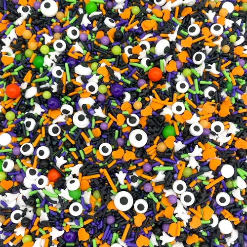 Vista 4 de Manvscakes Gránulos de Halloween para decoración de pasteles, gránulos comestibles para decoración de galletas, postres de chocolate, cupcakes