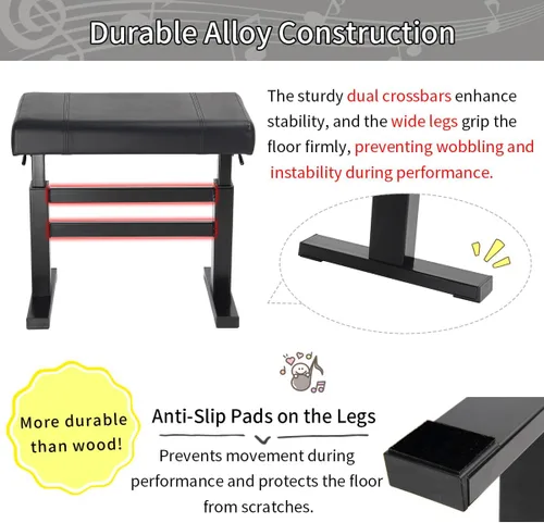 Vista 6 de lumizone Banco de piano hidráulico de elevación – Banco de teclado ajustable en altura taburete de piano resistente con piel sintética de 23.62 x