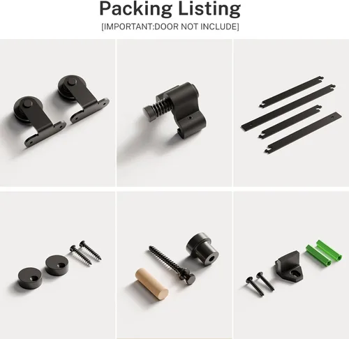 Vista 7 de Kit de herrajes para puerta corrediza de granero de 36 pulgadas, kit de riel de puerta de granero de montaje superior resistente, juego de colgador
