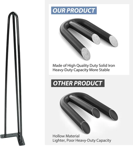 Vista 3 de Patas de mesa de horquilla de 34 pulgadas, patas de mesa de centro de metal, proyectos de bricolaje para muebles para el hogar industrial, patas