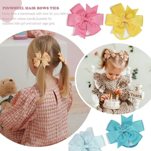 Vista 2 de 40 lazos para el pelo con cinta de grogrén boutique de 3 pulgadas, lazos elásticos para el cabello, bandas para el cabello para coleta, en pares