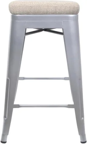 Vista 271 de GIA Taburete de mostrador sin respaldo de 24 pulgadas, cantidad de 4, bronce con asiento de madera clara