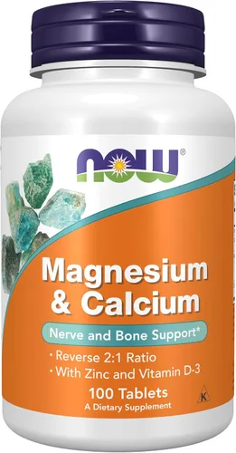 Magnesio y calcio, 100 tabletas, NOW Foods